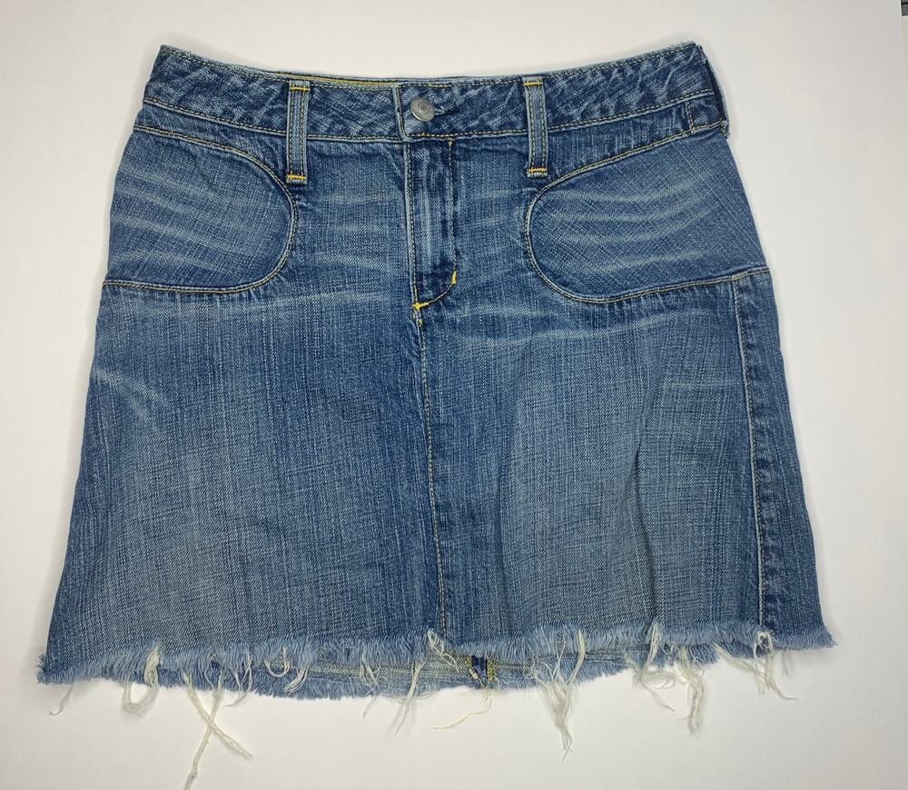 vintage Y2K Paper Denim & Cloth mini skirt blue denim cutoff bareback size 25